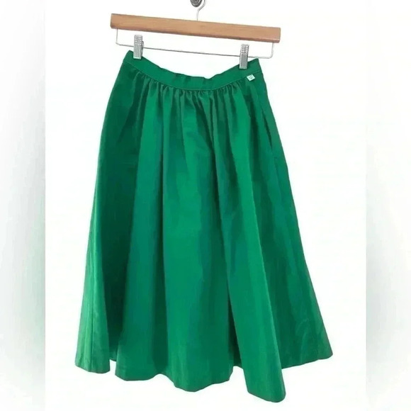 Vintage Wrangler Rare Snap Down Front Green Skirt  Made In USA - Picture 3 of 12